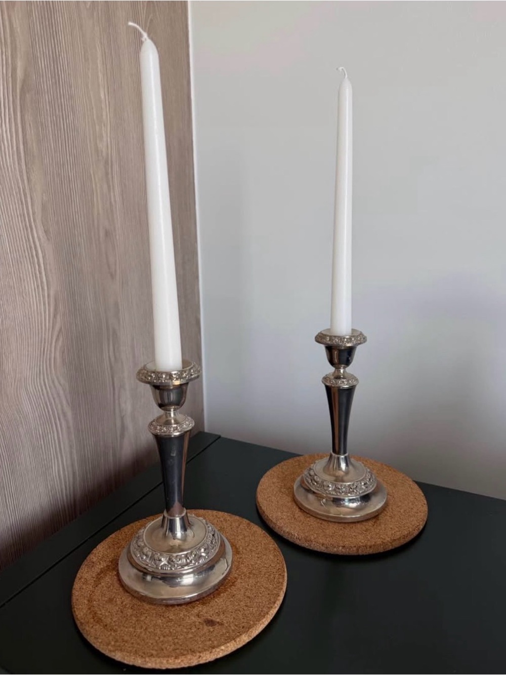 Vintage Silver-Plated Candleholders Set of 2